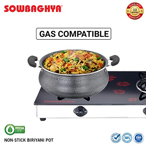 SOWBAGHYA Aluminium Biryani Pot with Lid 3 Liters Black Handi Patila Bhagona Tapeli with LID Multipurpose Aluminium Cooking Utensil for Kitchen Dishwasher Safe Metal Spoon Friendly NonStick - Image 4