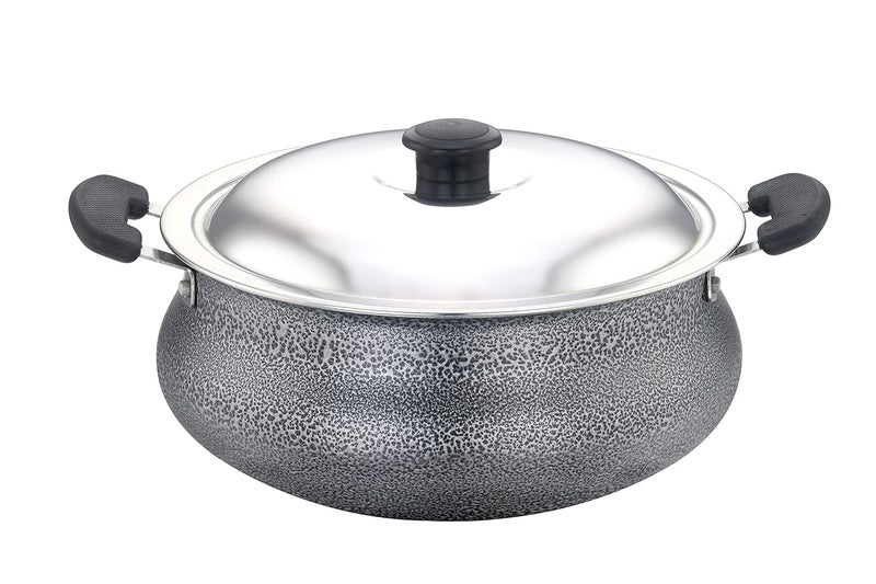 SOWBAGHYA Aluminium Biryani Pot with Lid 3 Liters Black Handi Patila Bhagona Tapeli with LID Multipurpose Aluminium Cooking Utensil for Kitchen Dishwasher Safe Metal Spoon Friendly NonStick - Image 1