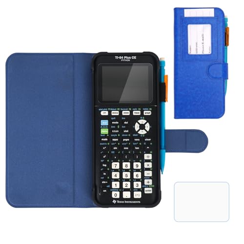YouKnow PU Leather Protective Case Compatible with Texas Instruments TI-84 Plus CE Color Graphing Calculator with ID Card Slot (Only Case) (Blue) - Image 1