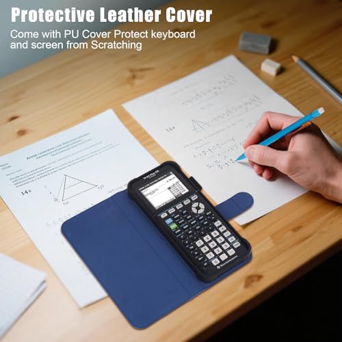 YouKnow PU Leather Protective Case Compatible with Texas Instruments TI-84 Plus CE Color Graphing Calculator with ID Card Slot (Only Case) (Blue) - Image 3