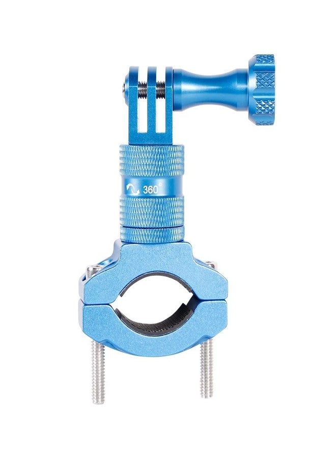 YELLOWFIN Handlebar Action Camera Aluminium Alloy Holder Compatible with gopro Bike Mount Bracket 360° Rotatable for Bike and Bicycle (Short Arm, Blue) - Image 1