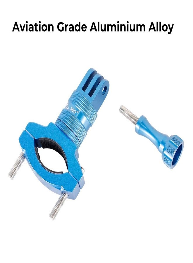 YELLOWFIN Handlebar Action Camera Aluminium Alloy Holder Compatible with gopro Bike Mount Bracket 360° Rotatable for Bike and Bicycle (Short Arm, Blue) - Image 3