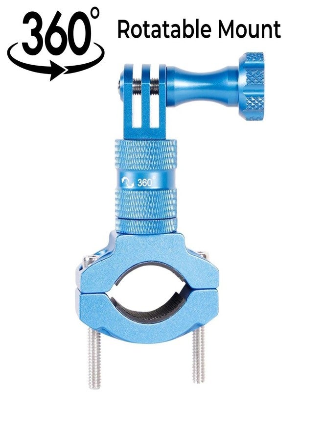 YELLOWFIN Handlebar Action Camera Aluminium Alloy Holder Compatible with gopro Bike Mount Bracket 360° Rotatable for Bike and Bicycle (Short Arm, Blue) - Image 2