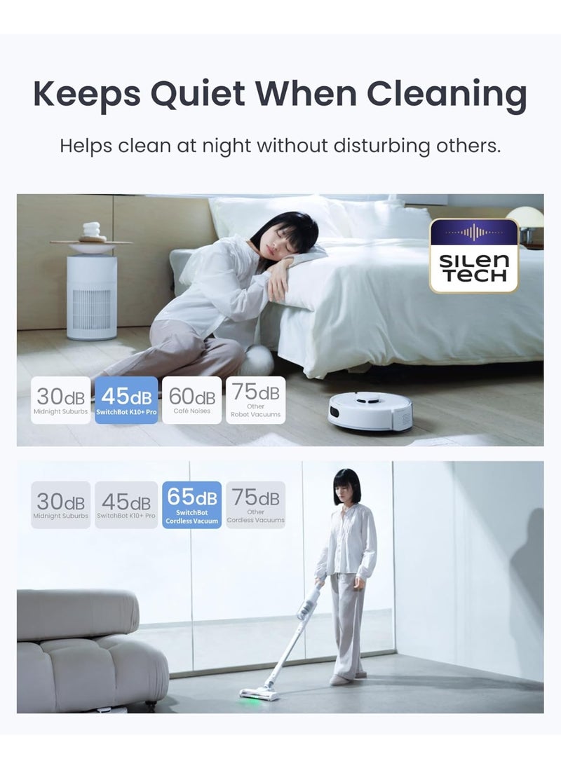 SwitchBot - Robot Vacuum and Cordless Vacuum Cleaner K10+ Pro Combo, TwinFlow Suction Tech, Dual Dust Collection Station, Compact, Lightweight, Quiet, Compatible with Alexa/Siri/Matter(Hub 2 Required) - Image 1