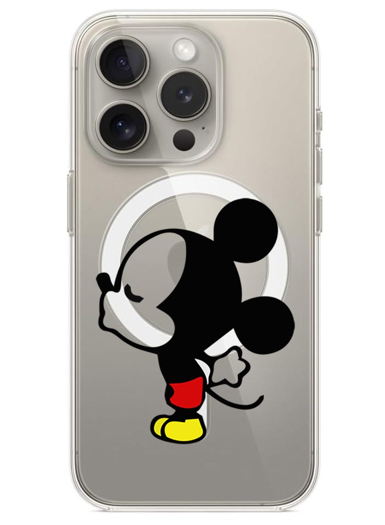 Theodor Magnetic Case for iPhone 15 Pro 6.1-inch Compatible with MagSafe Wireless Charging, Shockproof Phone Bumper Cover Mickey Kissing - Image 1