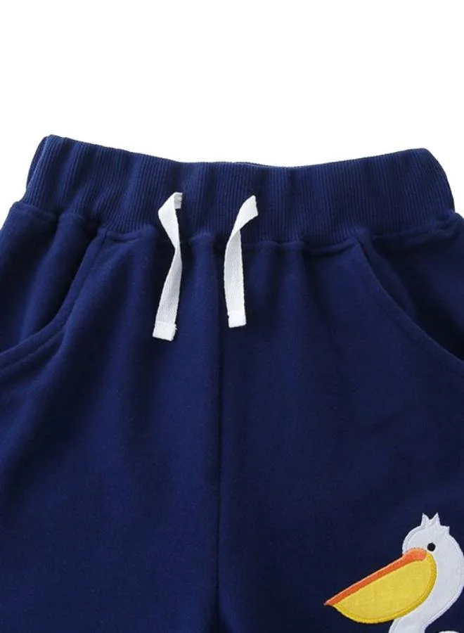 YUNIQEE Blue Regular Fit Mid Rise Printed Shorts