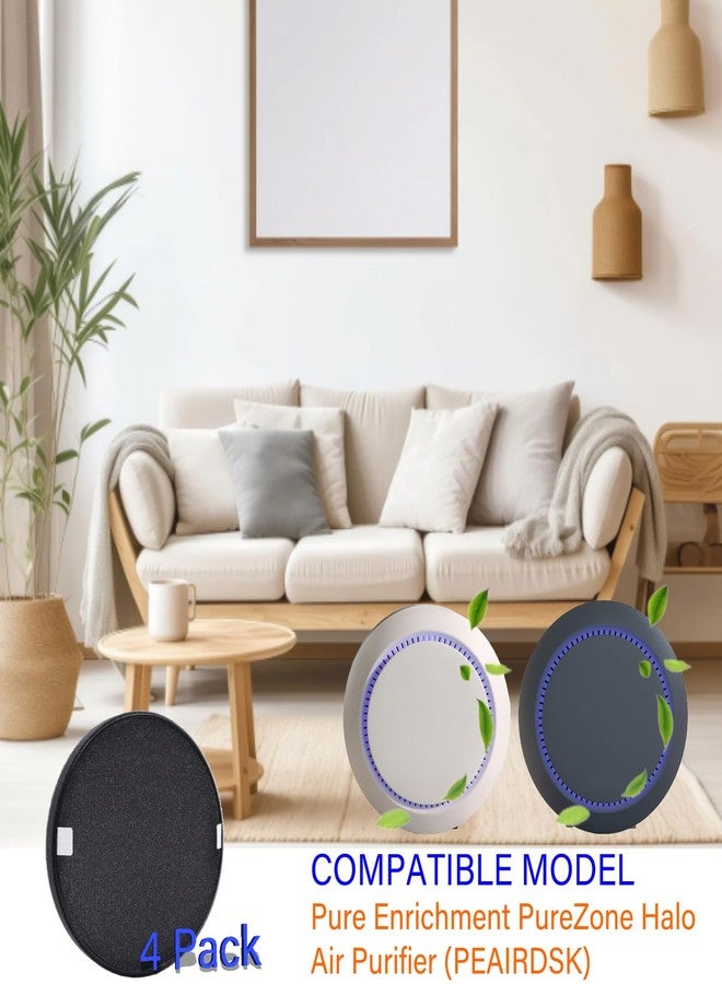HOMFILBIT PureZone Halo Replacement Filter for Pure Enrichment PureZone Halo Air Purifier PEAIRDSK, 2 in 1, 4 Pack H13 True HEPA with Activated Carbon Pre-Filter - Image 2