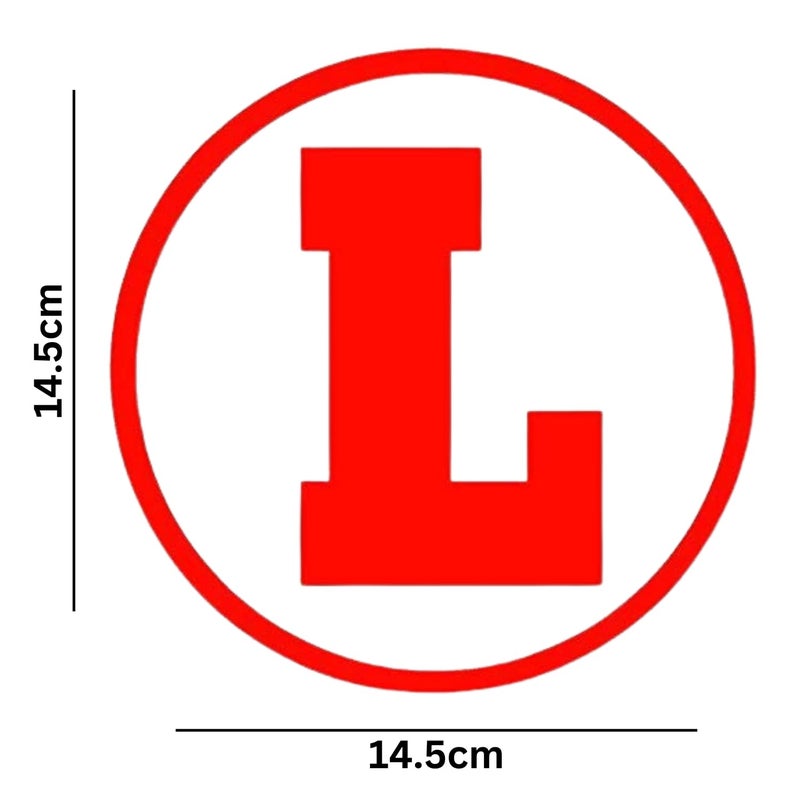 CVANU L-Board Learning License Symbol Exterior Sticker & Decal Vinyl Graphic Red 14.5X14.5 (2 Pcs, Vinyl) - Image 3