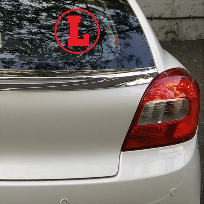 CVANU L-Board Learning License Symbol Exterior Sticker & Decal Vinyl Graphic Red 14.5X14.5 (2 Pcs, Vinyl) - Image 1
