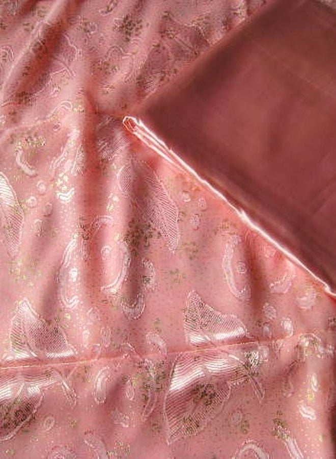 Korean Pink Brocade + Satin Fabric Set, 8.7 meters - Image 2