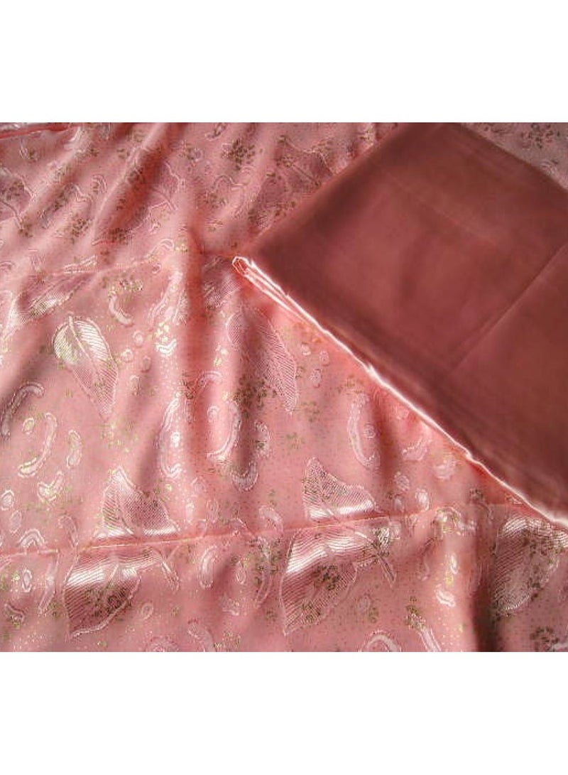 Korean Pink Brocade + Satin Fabric Set, 8.7 meters - Image 3