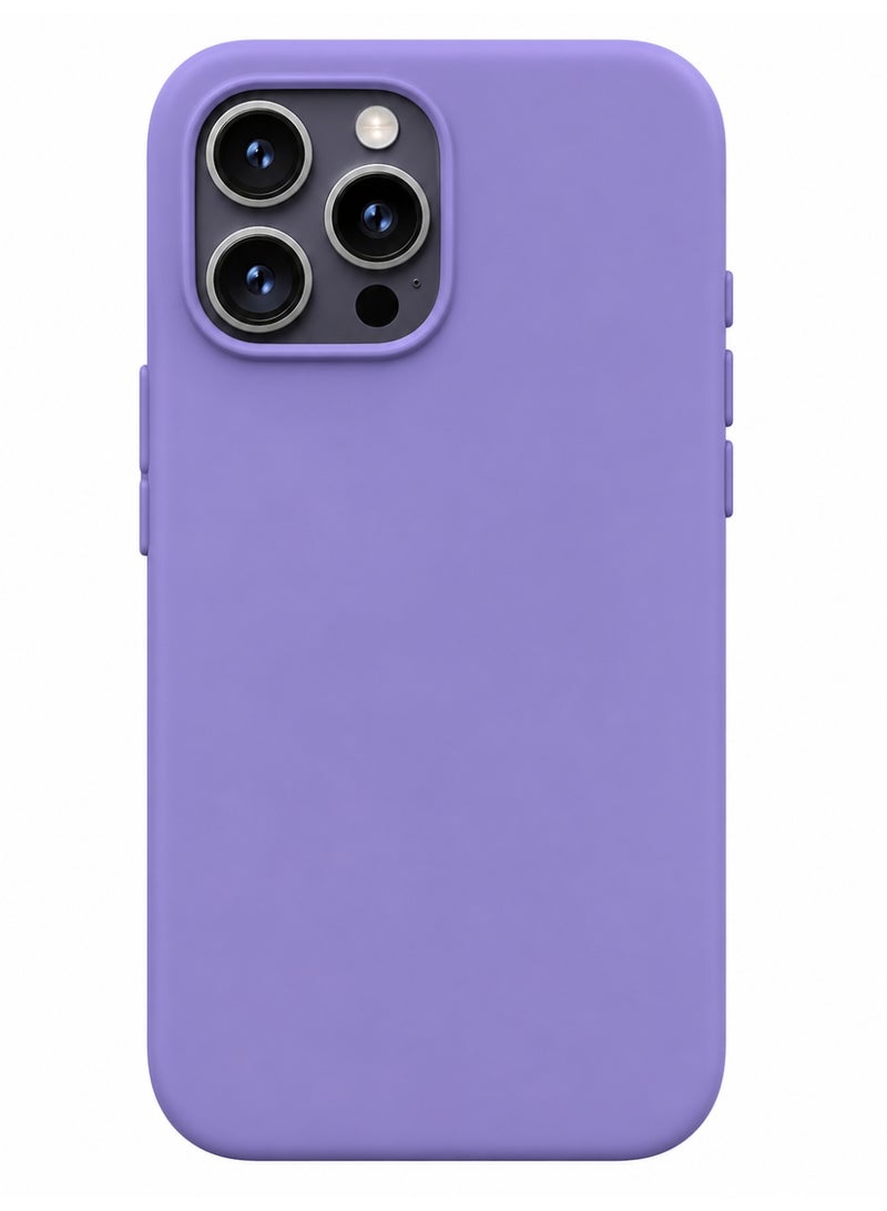 غطاء سيليكون لهاتف iPhone 15 Pro Max بملمس ناعم كالحرير، غطاء حماية كامل للجسم للهاتف، مضاد للخدوش ومقاوم للصدمات مع بطانة من الألياف الدقيقة (أرجواني)