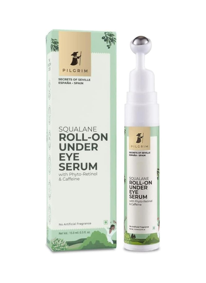 PILGRIM Squalane (Plant) Roll-On Under Eye Cream For Dark Circles For Women And Men With Phyto-Retinol And Caffeine  Under Eye Cream For Wrinkles And Puffy Eyes  Dark Circle Remover For Men And Women 15Ml  - Image 1