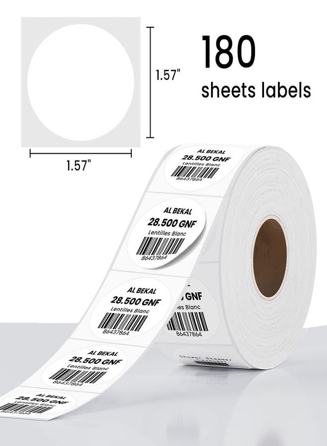 Memoqueen Phomemo Circle Thermal Sticker Labels 1.57", Self-Adhesive Round Thermal Labels, Sticker for DIY Logo Design, QR Code, Name Tag, Inventory-180 Pieces/1 Roll, Black on White - Image 2