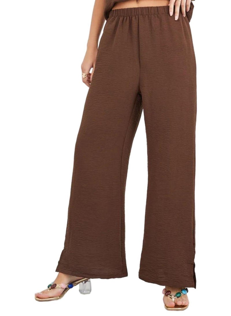 Styli Styli Solid Sleeveless Top and Wide Leg Pants Co-Ords  - Image 2