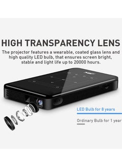 borrego 4K Mini Projector With WiFi And Bluetooth Built In Android Rechargeable Portable Outdoor Projector Support 4K Video Decoding For Mobile Laptop Smart Phone  - Image 2