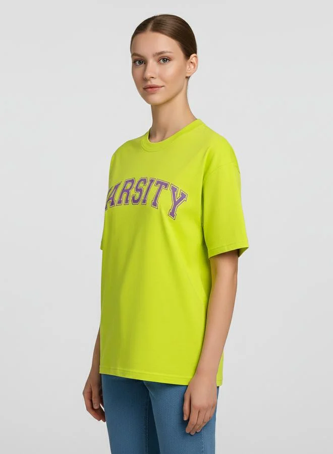 PAUSE Women Neon Varsity Graphic T-Shirt