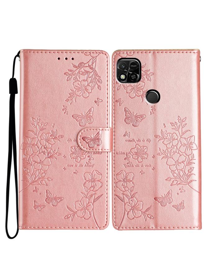 S-TOP Case For Redmi 9C Butterflies and Flowers Leather Phone Case - Image 1