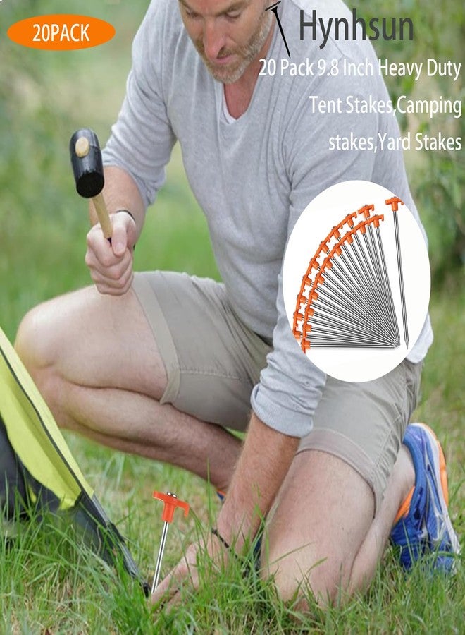 Hynhsun 12Pack Tent Stakes Heavy Duty,9.8Inch Tent Pegs Non-Rust Metal Camping Stakes,Ground Stakes Tent Spikes Camping,Hiking Orange - Image 5