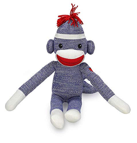 Plushland Adorable Blue Sock Monkey The Original Traditional Hand Knitted Stuffed Animal Toy Giftfor Kids Babies Teens Girls Boys Baby Doll Present Puppet 20 - Image 1