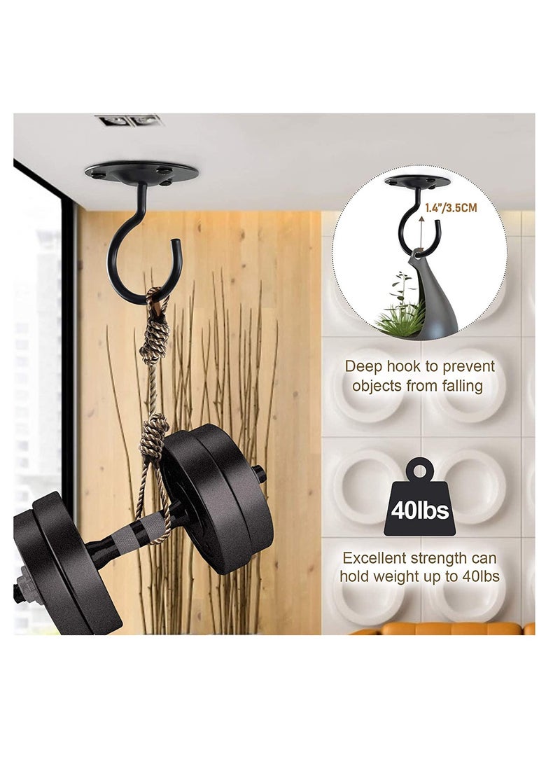 SYOSI Ceiling Hooks,Premium Heavy Duty Metal Hangers, Wall Mount Hangers for Hanging Bird Feeders, Planters, Lanterns, Artworks, String Lights, Wind Chimes, Baskets, 4PCS Black - Image 4