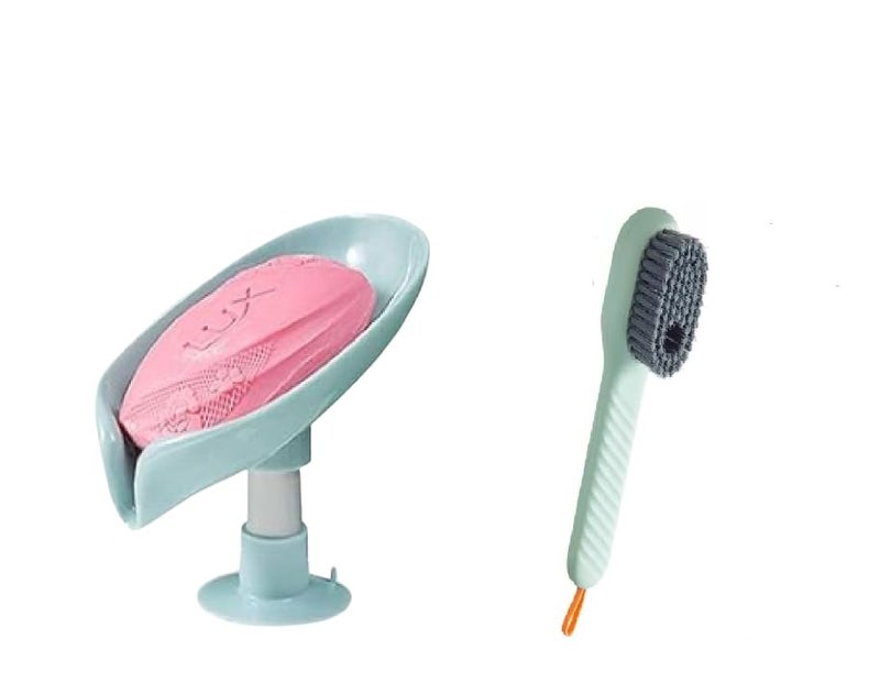 Generic QinPin Combo of Self draining Soap Tray and Multipurpose Shoe, Mat, Sink, Clothes Cleaning Brush(Pack of 2) 