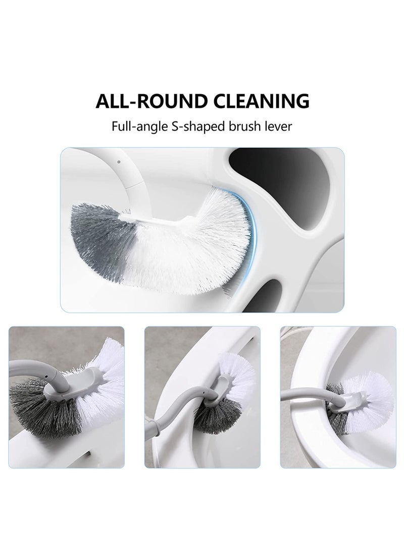 SYOSI Toilet Brush with Holder Lightweight Wall-Mounted Toilet Brush Toilet Bowl Cleaner Brush and Holder Set Bathroom Cleaning Brush Durable Bristles Curved Handle Toilet Scrubber Commode Brush - Image 5