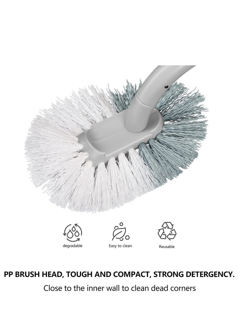 SYOSI Toilet Brush with Holder Lightweight Wall-Mounted Toilet Brush Toilet Bowl Cleaner Brush and Holder Set Bathroom Cleaning Brush Durable Bristles Curved Handle Toilet Scrubber Commode Brush - Image 4