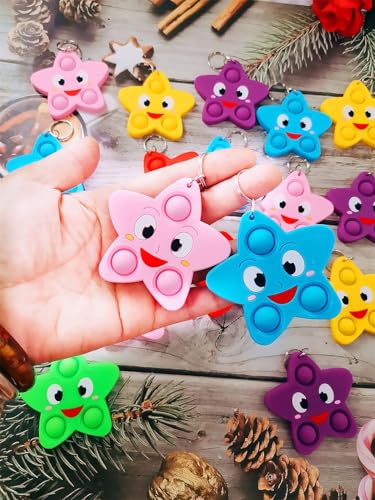 mypush popo 24 Packs Wish Sky Stars Students Christmas Gifts Bulk Rainbow Fidgets Gifts Mini Pop Holiday Classroom Prize Party Favors for Kids - Image 5