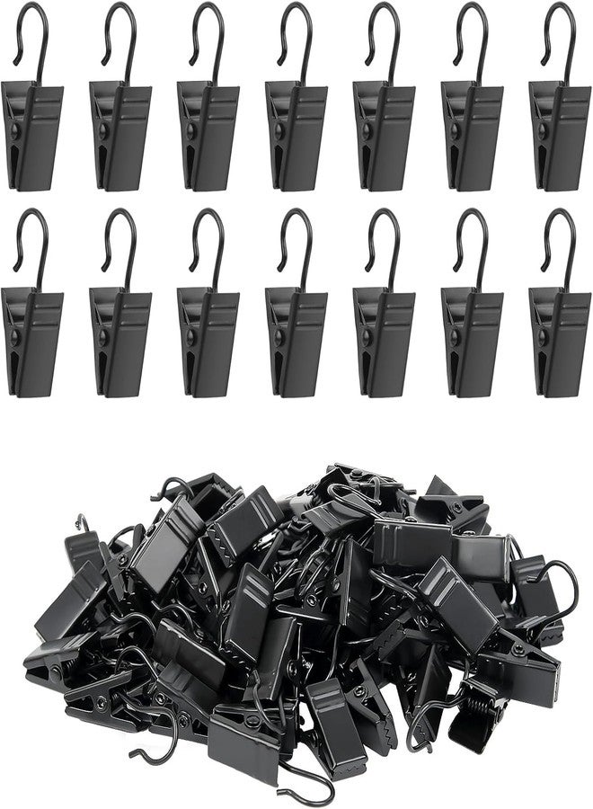 SHOPEE 10 Pack Metal Hook Clips for Hanging Curtains, Photos, Home Decoration, Art Craft Display - Black - Image 1