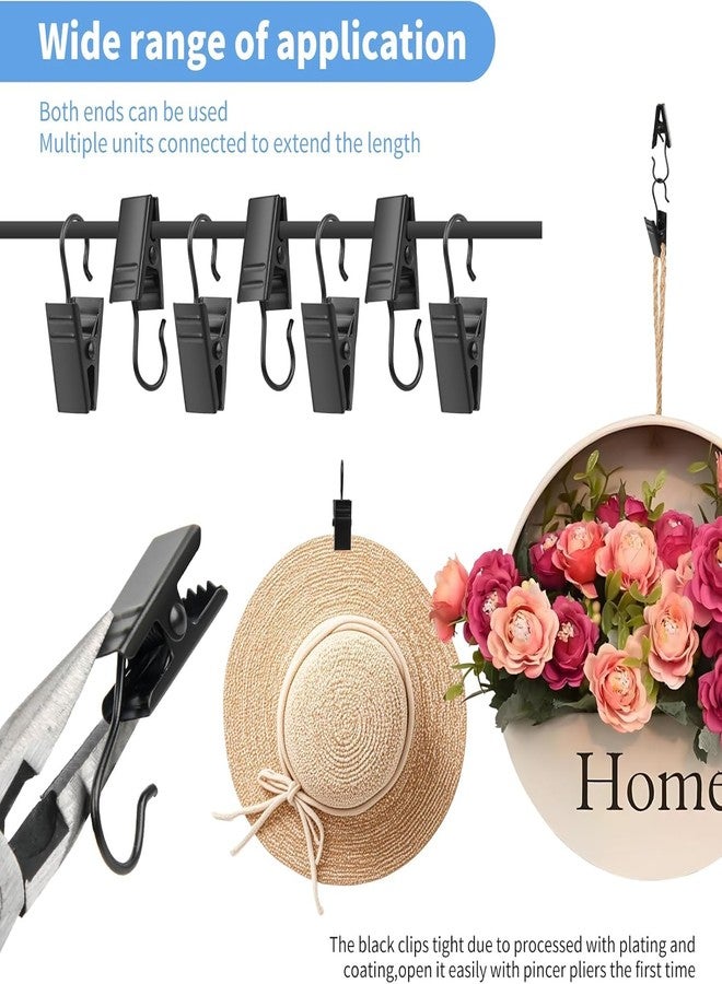 SHOPEE 10 Pack Metal Hook Clips for Hanging Curtains, Photos, Home Decoration, Art Craft Display - Black - Image 3