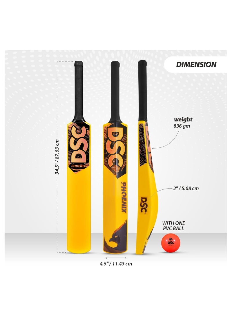 DSC Phoenix Plastic Cricket Bat With Pvc Ball  Lightweight Tennis Ball Bat For Kids, Full Size -Full | Durable Gully Cricket Bat For Boys & Girls, Outdoor Sports Toy  Yellow - Image 3