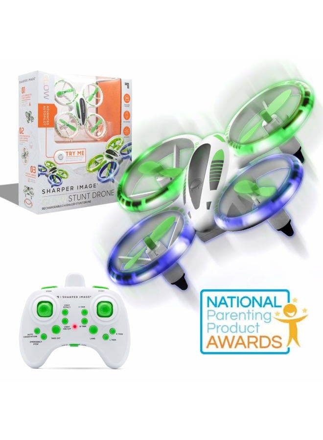 SHARPER IMAGE 2.4GHz RC Glow Up Stunt Drone with LED Lights, Mini Remote Controlled Quadcopter with Assisted Landing, Small Plane for Kids and Beginners, Wireless and Rechargeable - Image 1