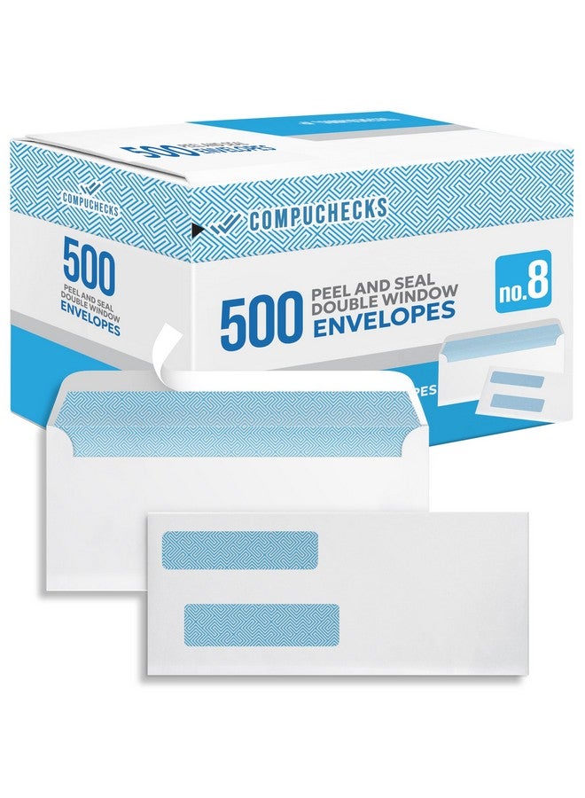 Compuchecks Compuchecks Double Window Envelopes #8- Peel and Seal Strip, Security Business Mailing Check Envelopes - Tamper Evident, Security Tint - 500 Count - Guaranteed to fit QuickBooks Checks  - Image 1