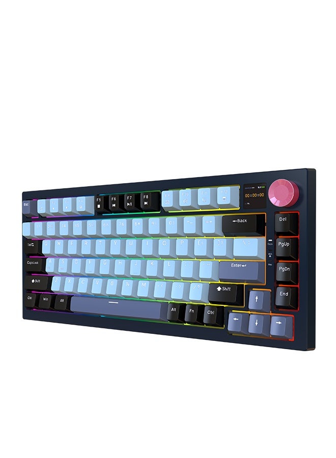 JeDEL WKL-100 RGB Wireless Gasket Mechanical Keyboard,Triple Mode Bluetooth5.0/2.4G/USB-C 87 Keys Hot Swappable Gaming Keyboard, 4000 mAh Battery 1.2'' HD OLED Display Volume Rotary Button for Games and Work  - Image 3