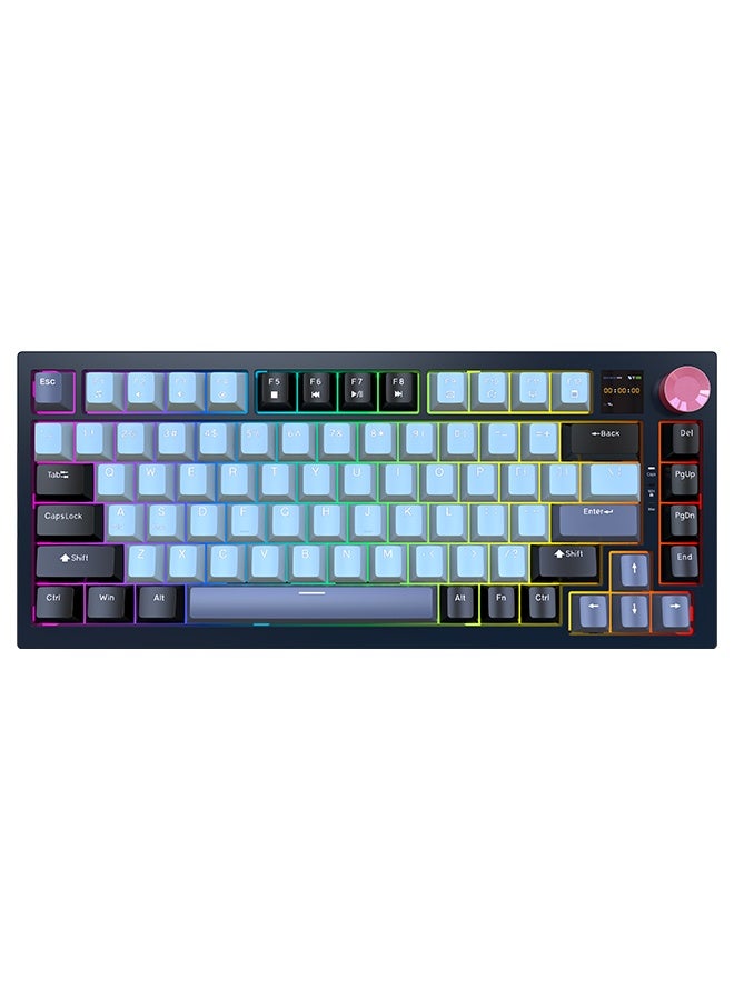 JeDEL WKL-100 RGB Wireless Gasket Mechanical Keyboard,Triple Mode Bluetooth5.0/2.4G/USB-C 87 Keys Hot Swappable Gaming Keyboard, 4000 mAh Battery 1.2'' HD OLED Display Volume Rotary Button for Games and Work  - Image 1