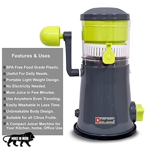 Bringhom Juicer Manual Citrus Fruit Press Juicer Machine for Daily Use Orange, Lemon, Sweet Lime, Pomegranate (Transparent-Assorted Color) 1U Plastic - Image 3