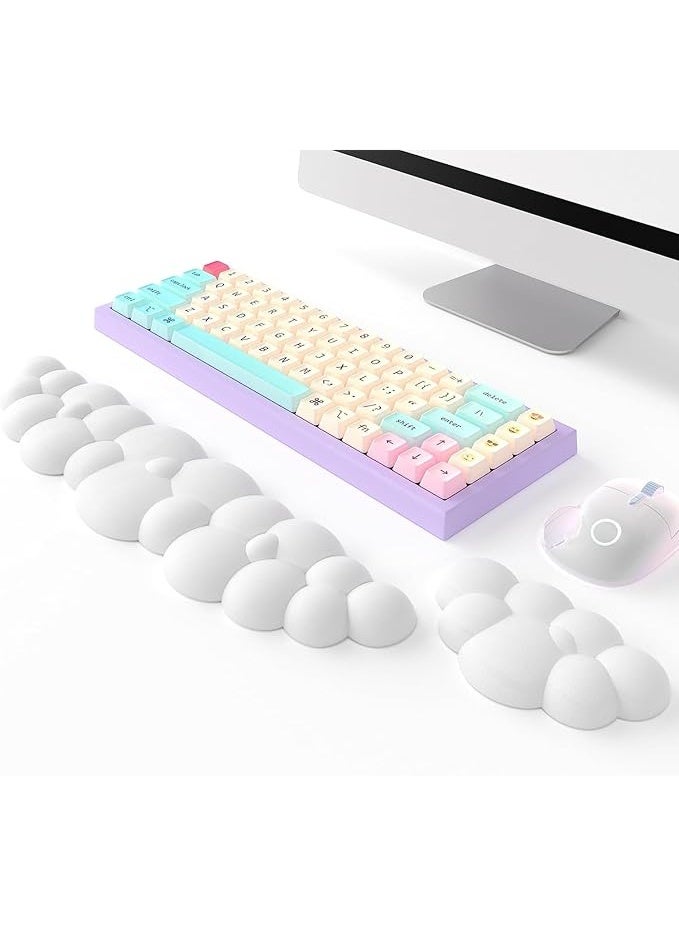 Keyboard Cloud Wrist Rest 2 Piece Set High Density Memory Foam Keyboard Palm Rest Ergonomic Keyboard Wrist Rest Pain Relief Computer Laptop Mouse Pad Rest  - Image 1