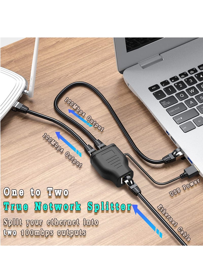 Excefore Ethernet Splitter, RJ45 Splitter Adapter, Ethernet Splitter 1 to 2 Internet Extender RJ45 LAN Port Splitter for Laptop, Computer, Satellite TV, Switch, Modem, Router, Network Box  - Image 3