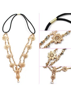 DanziX Es Wedding Headbands Chain Floral Head,Danzix Jewelry Hair Pieces Crystal Pearl Head Chains Headpiece Festival Costume Bridal Hair Accessories(Gold,Sliver)  - Image 2