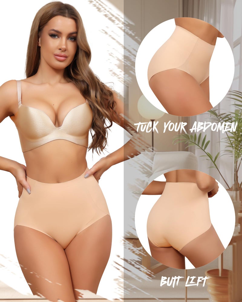 LEVAO Women's Tummy Control Underwear High Waisted Seamless Panties - Postpartum Briefs No Show Shaper S-3XL 4 Pack - Image 4