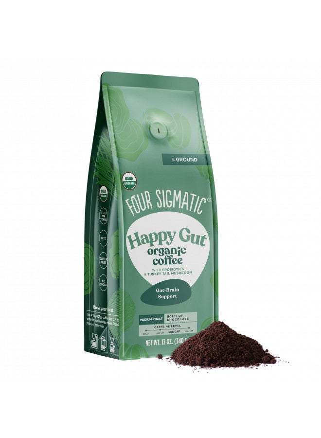 Four Sigmatic Organic Ground Coffee by Four Sigmatic | Medium Roast | Fair Trade Gourmet Coffee with Chaga and Turkey Tail | Immune Boosting, Probiotic Mushroom Coffee for Gut Health and Immune Support | 12oz Bag  - Image 1