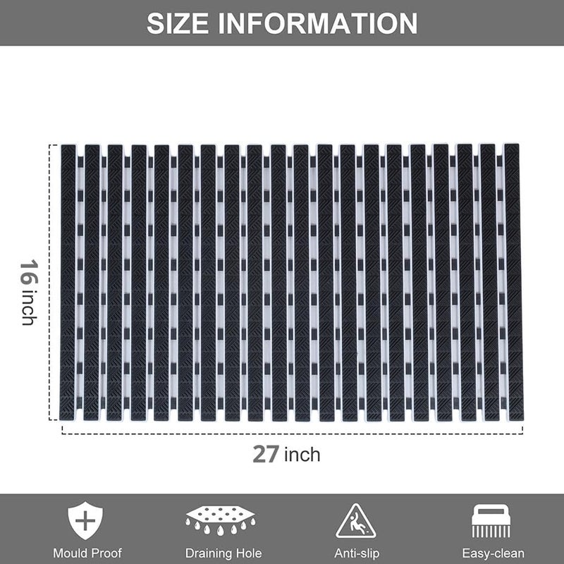 Home-Cloud Shower Mat |Elevate Your Bathing Experience TPE Anti-Slip Spa Shower Mat with Suction Cups for Unrivaled Safety and Comfort | L70xW40cm (Black) - Image 2