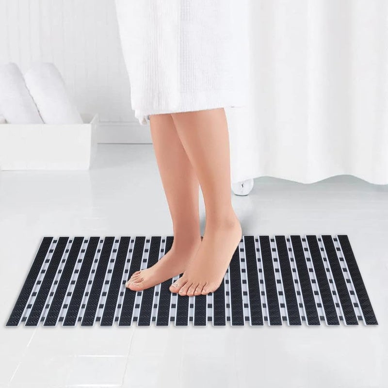 Home-Cloud Shower Mat |Elevate Your Bathing Experience TPE Anti-Slip Spa Shower Mat with Suction Cups for Unrivaled Safety and Comfort | L70xW40cm (Black) - Image 1
