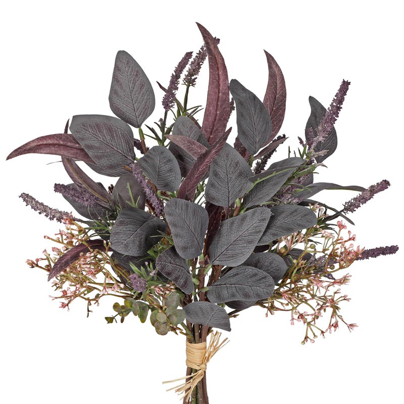 Briful Fall Artificial Eucalyptus Bouquet with Purple Sage Leaves â€“ Autumn Faux Greenery Bush with Raffia Wrap for Farmhouse, Kitchen, Table, and Seasonal Home DÃ©cor - Image 1