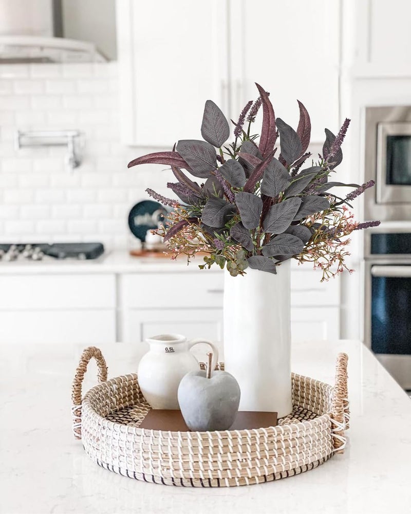 Briful Fall Artificial Eucalyptus Bouquet with Purple Sage Leaves â€“ Autumn Faux Greenery Bush with Raffia Wrap for Farmhouse, Kitchen, Table, and Seasonal Home DÃ©cor - Image 4