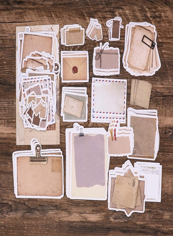 Knaid Antique Looking Scrapbook Stickers (90 Pieces) Vintage Aged Paper Design Old Fashion Decorative Sticker for Planner, Bullet Journaling, Junk Journal, Retro Crafts, Decoupage Stationary Supplies - Image 3