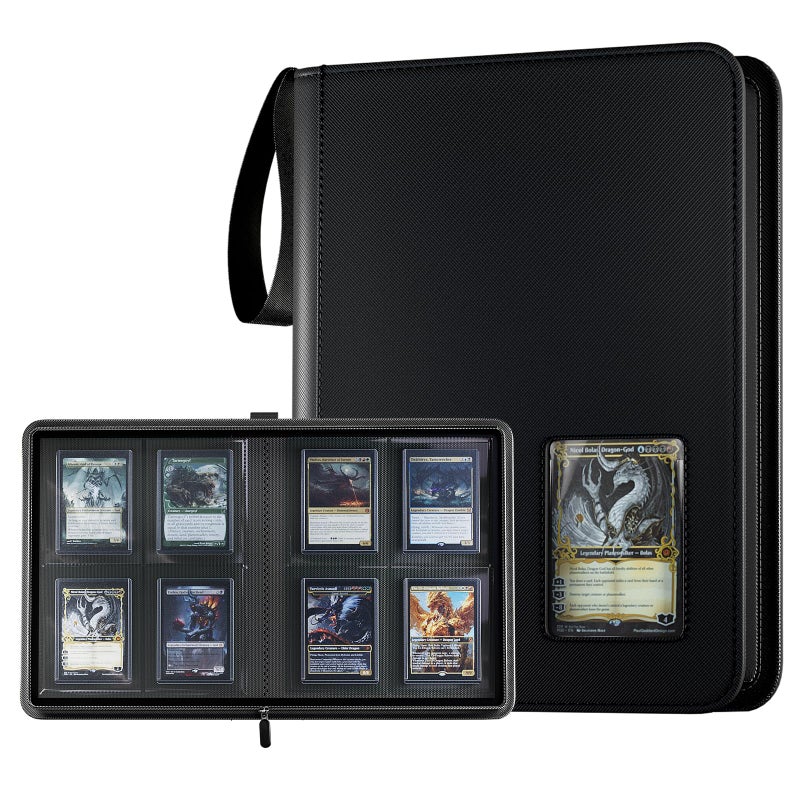 ProCase 4 Pocket Top Loader Binder, Holding 144 Cards in 3"x4" Toploaders, Side Loading Small Book Folder with Clear Window for Pokemon, Trading, Sports Cards Collection TCG, MTG -Black - Image 1