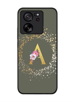 Stylizedd Case for Xiaomi 13T / Xiaomi 13T Pro, Slim fit Flexible Cover - Custom Monogram Initial Letter Floral Pattern Alphabet - A (Olive Green)  - Image 1
