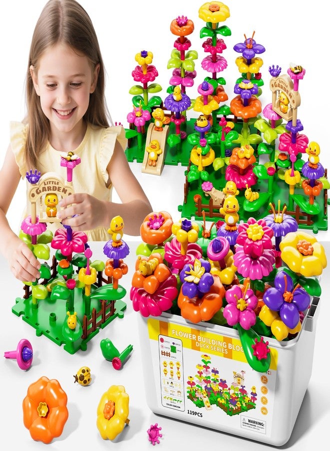 Novaluki Flower Garden Building Toys for Toddler 3 4 5 6 7 Years Old, 119Pcs DIY Stacking Toys with Storage Box, Kids STEM Preschool Educational Toy, Christmas Birthday Gift for Girls Ages 3-5 - Image 1